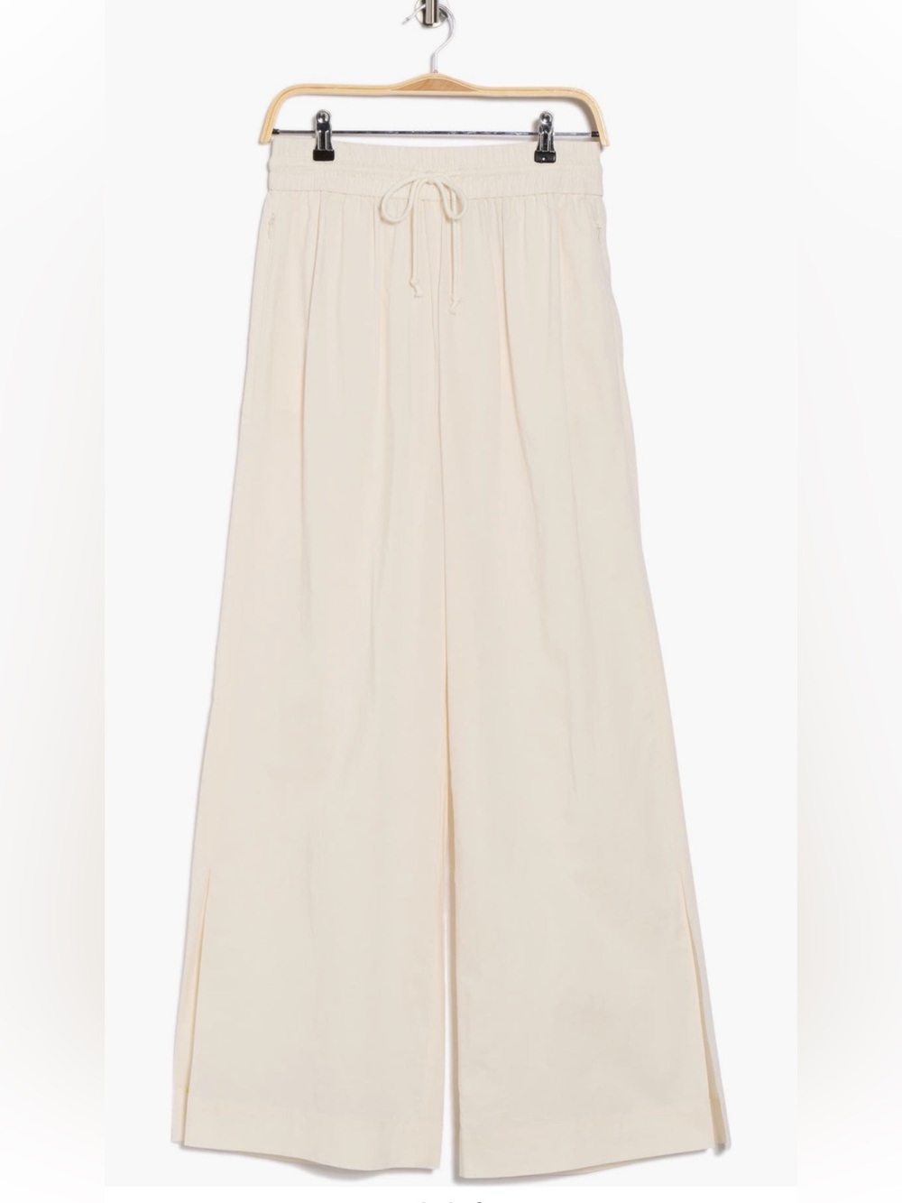 FRAME Wide Leg Lounge Pants cream linen blend women’s large NWT - Picture 3 of 3